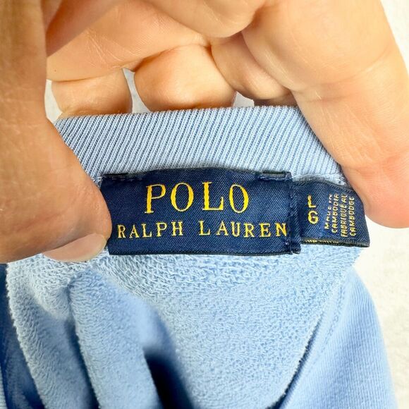 Polo Ralph Lauren Spellout Logo Crewneck Sweatshirt Size Large Preppy Old Money - Picture 8 of 9